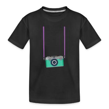 Gefälschte Touristenkamera Grafik Urlaub Urlaub Foto - Kinder Premium Bio T-Shirt - Schwarz - Vorne