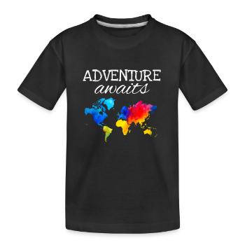 Carte du monde Aventure Voyage Cadeau - T-shirt bio Premium Enfant - noir - Devant