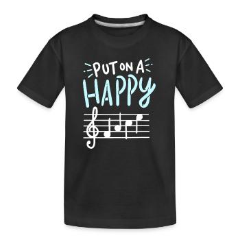 Mettez sur une musique de visage heureux - T-shirt bio Premium Enfant - noir - Devant