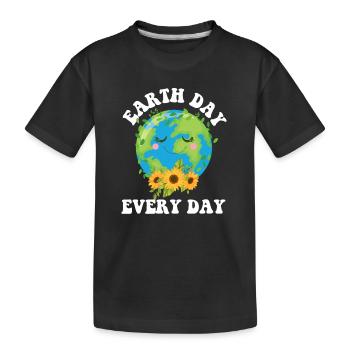 Cooler Tag der Erde Sonnenblumenzitat Tag der Erde jeden Tag - Kinder Premium Bio T-Shirt - Schwarz - Vorne