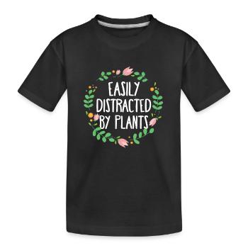 Niedlich, leicht von Pflanzen abgelenkt, Gartengeschenk - Kinder Premium Bio T-Shirt - Schwarz - Vorne