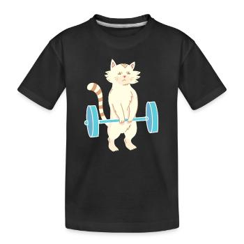 Cat Kreuzheben - Cat Powerlifting - Kinder Premium Bio T-Shirt - Schwarz - Vorne