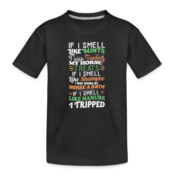 Pferdeliebhaber Damen Reiter Wenn ich Pferd rieche - Kinder Premium Bio T-Shirt - Schwarz - Vorne
