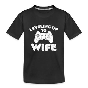 Promu au rang de joueur de femme au niveau supérieur au rang d’épouse - T-shirt bio Premium Enfant - noir - Devant
