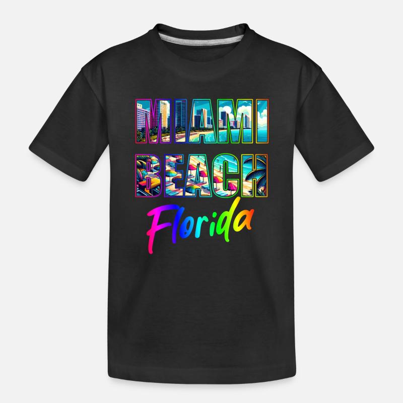 Miami Beach - Floride - T-shirt bio Premium Enfant - noir