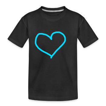 Heart Blue Light Blue Gift Idea Turquoise Cyan Love - Kids' Premium Organic T-Shirt - black - Front