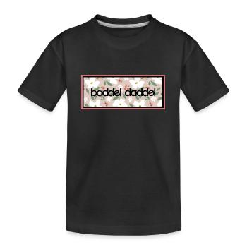 Baddeldaddel Blumen Logo I Design by Baddeldaddel - Kinder Premium Bio T-Shirt - Schwarz - Vorne