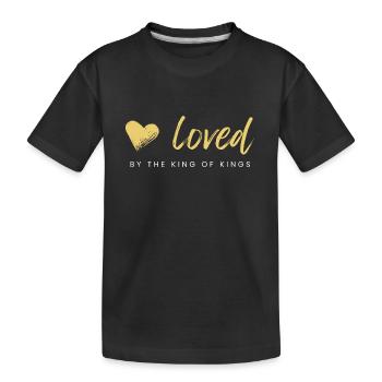 Loved by the King of Kings - Kinder Premium Bio T-Shirt - Schwarz - Vorne