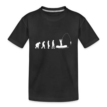 Angeln Evolution Fischen Angler Angel - Kinder Premium Bio T-Shirt - Schwarz - Vorne