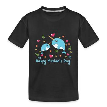 Animal Mom Narwhal for Mother s Day - Kids' Premium Organic T-Shirt - black - Front
