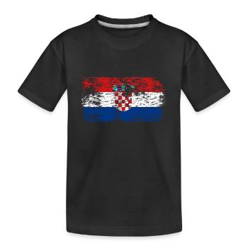 Kroatien Flagge Adria Zagreb Kroatische Fahne - Kinder Premium Bio T-Shirt - Schwarz - Vorne