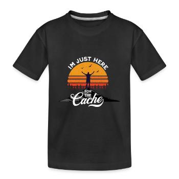 Geocaching - Im Just Here For The Cache - Kinder Premium Bio T-Shirt - Schwarz - Vorne