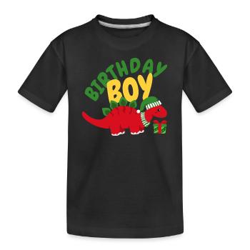 Christmas December Dinosaur Birthday Boy - Kids' Premium Organic T-Shirt - black - Front