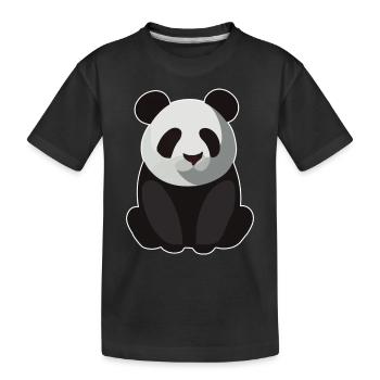 BABY PANDA SITZEND - Kinder Premium Bio T-Shirt - Schwarz - Vorne