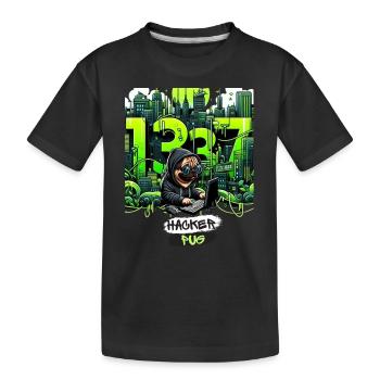 Cyber Pug: The Hacker Pug - Kids' Premium Organic T-Shirt - black - Front