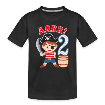 2nd birthday little pirate 2 years old pirates - Kids' Premium Organic T-Shirt - black - Front