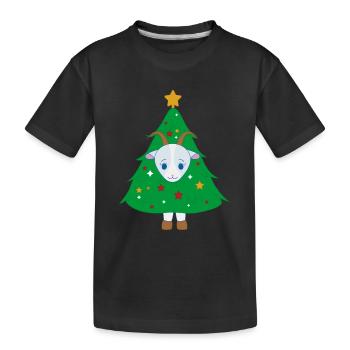 Chèvre déguisé en sapin de Noël - T-shirt bio Premium Enfant - noir - Devant