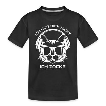 Gamer Zocken Spielen Kopfhörer Computer Geschenk - Kinder Premium Bio T-Shirt - Schwarz - Vorne