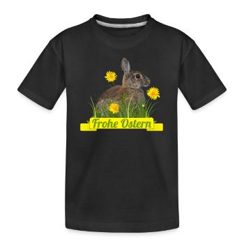 Frohe Ostern Osterhase - Kinder Premium Bio T-Shirt - Schwarz - Vorne