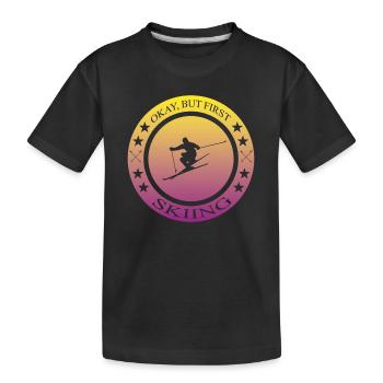 Ski fahren, Skiing, Pistensau - Kinder Premium Bio T-Shirt - Schwarz - Vorne