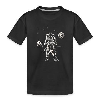 Astronaut Moon Space Spaceship Heart - Kids' Premium Organic T-Shirt - black - Front