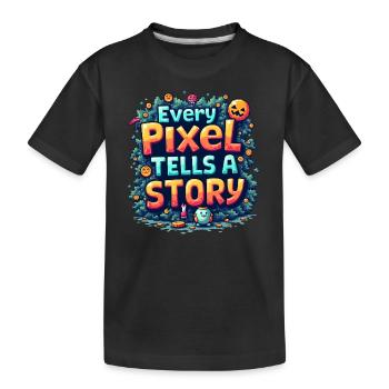 Every Pixel Tells a Story - Retro Gaming - Kids' Premium Organic T-Shirt - black - Front