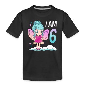 6ème anniversaire Fairy Girl Kawaii 6 ans - T-shirt bio Premium Enfant - noir - Devant