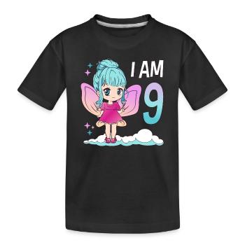 9ème anniversaire Fairy Girl 9 ans Kawaii - T-shirt bio Premium Enfant - noir - Devant