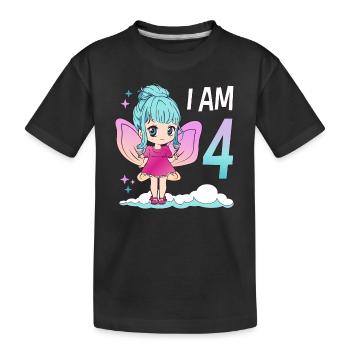 4ème anniversaire fée fille 4 ans kawaii - T-shirt bio Premium Enfant - noir - Devant