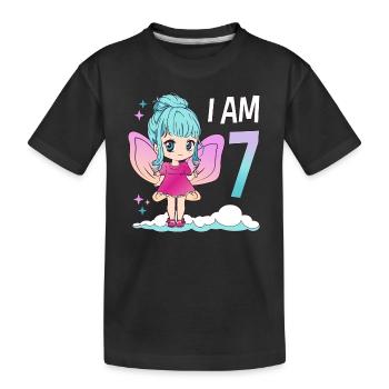 7th Birthday Fairy Girl 7 years old Kawaii - Kids' Premium Organic T-Shirt - black - Front