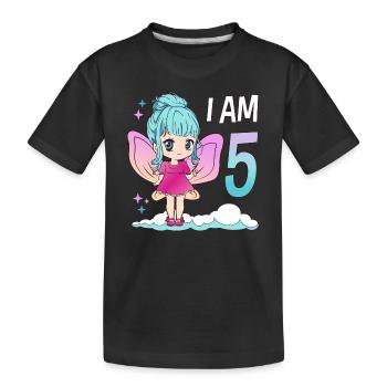 5th Birthday Fairy Girl 5 years old Kawaii - Kids' Premium Organic T-Shirt - black - Front