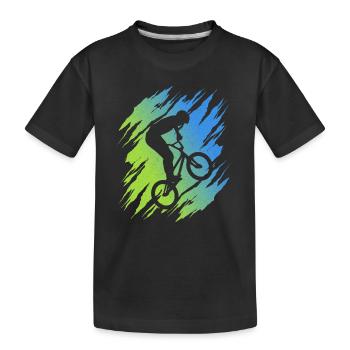BMX Fahrer Freestyle Rad Stunt BMX Fahrrad - Kinder Premium Bio T-Shirt - Schwarz - Vorne