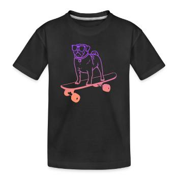 Skateboarding Mops Skateboard Tricks Skater - Kinder Premium Bio T-Shirt - Schwarz - Vorne