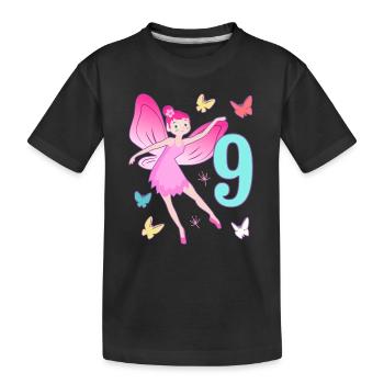 Fée 9ème anniversaire fille 9 ans Petites fées - T-shirt bio Premium Enfant - noir - Devant