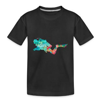 Tiefseetaucher und Taucher PopArt - Kinder Premium Bio T-Shirt - Schwarz - Vorne