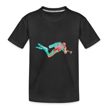 Tiefseetaucher und Taucher PopArt - Kinder Premium Bio T-Shirt - Schwarz - Vorne