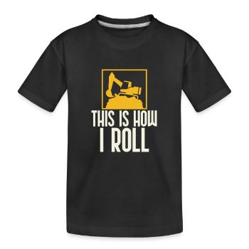 Bagger T-Shirt & Geschenkidee Baggerfahrer - Kinder Premium Bio T-Shirt - Schwarz - Vorne