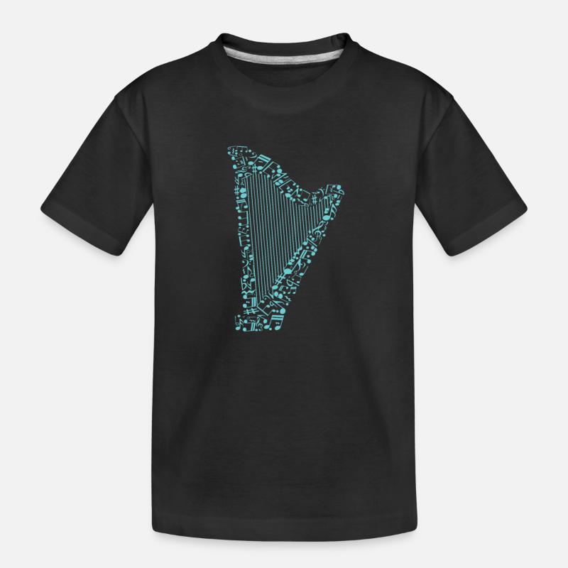 Harfe - Kinder Premium Bio T-Shirt - Schwarz