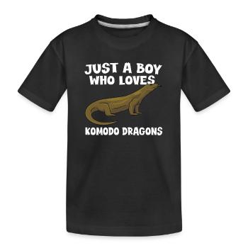 Komodowaran Geschenk Jungen - Kinder Premium Bio T-Shirt - Schwarz - Vorne