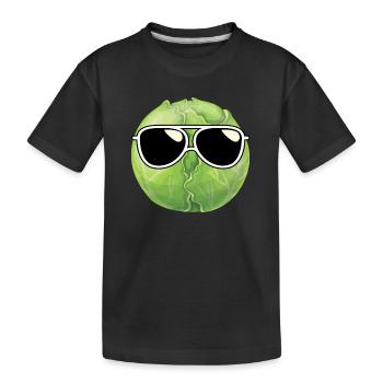 Brussels sprouts with sunglasses - Kids' Premium Organic T-Shirt - black - Front