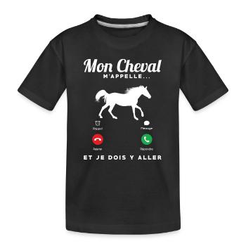 Mon cheval m'appelle et je dois y aller téléphone - T-shirt bio Premium Enfant - noir - Devant