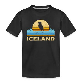Iceland Puffins Iceland Puffin Retro - Kids' Premium Organic T-Shirt - black - Front