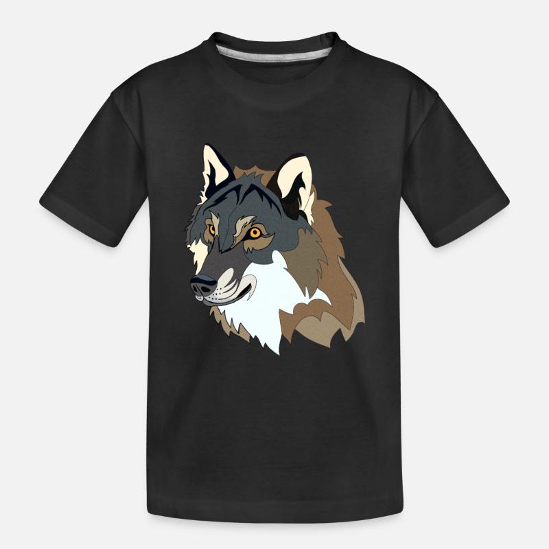 Wolf - Kinder Premium Bio T-Shirt - Schwarz