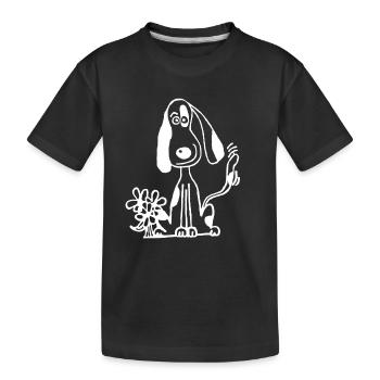 Chien doux avec un cadeau de regard de teckel - T-shirt bio Premium Enfant - noir - Devant