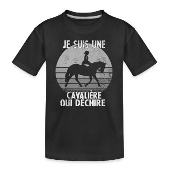 Je suis Une cavalière Qui déchire - T-shirt bio Premium Enfant - noir - Devant