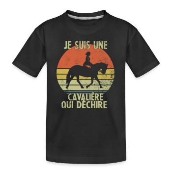 Je suis Une cavalière Qui déchire - T-shirt bio Premium Enfant - noir - Devant