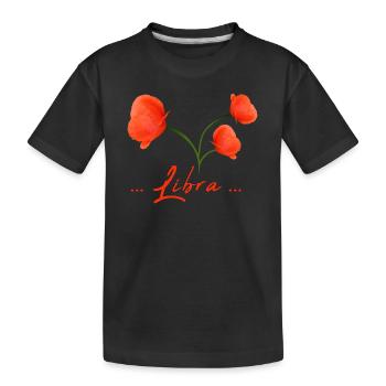 Waage Sternzeichen Waage Mohnblume Mohn - Kinder Premium Bio T-Shirt - Schwarz - Vorne