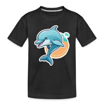 Dolphin happy jumping - Kids' Premium Organic T-Shirt - black - Front