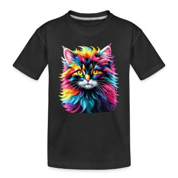 Cat Cat Rainbow Cute Kids - Kids' Premium Organic T-Shirt - black - Front