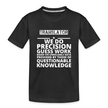 gift problem job precision TRANSLATOR - Kids' Premium Organic T-Shirt - black - Front